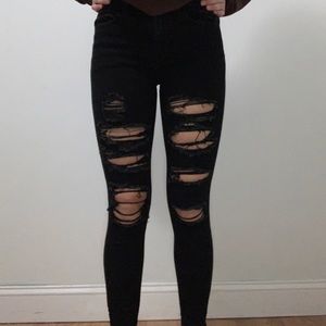American Eagle Black Ripped Jeans